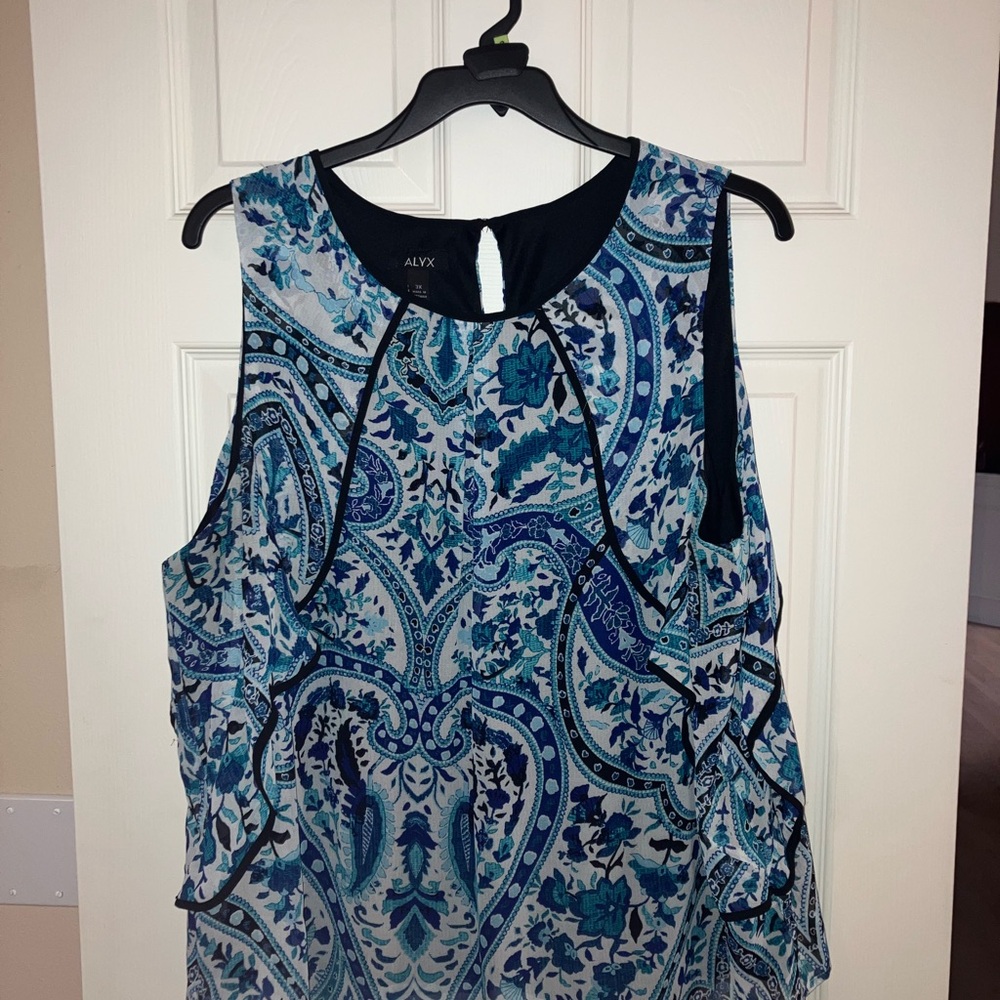 Alyx Teal and Navy Paisley Women's Blouse